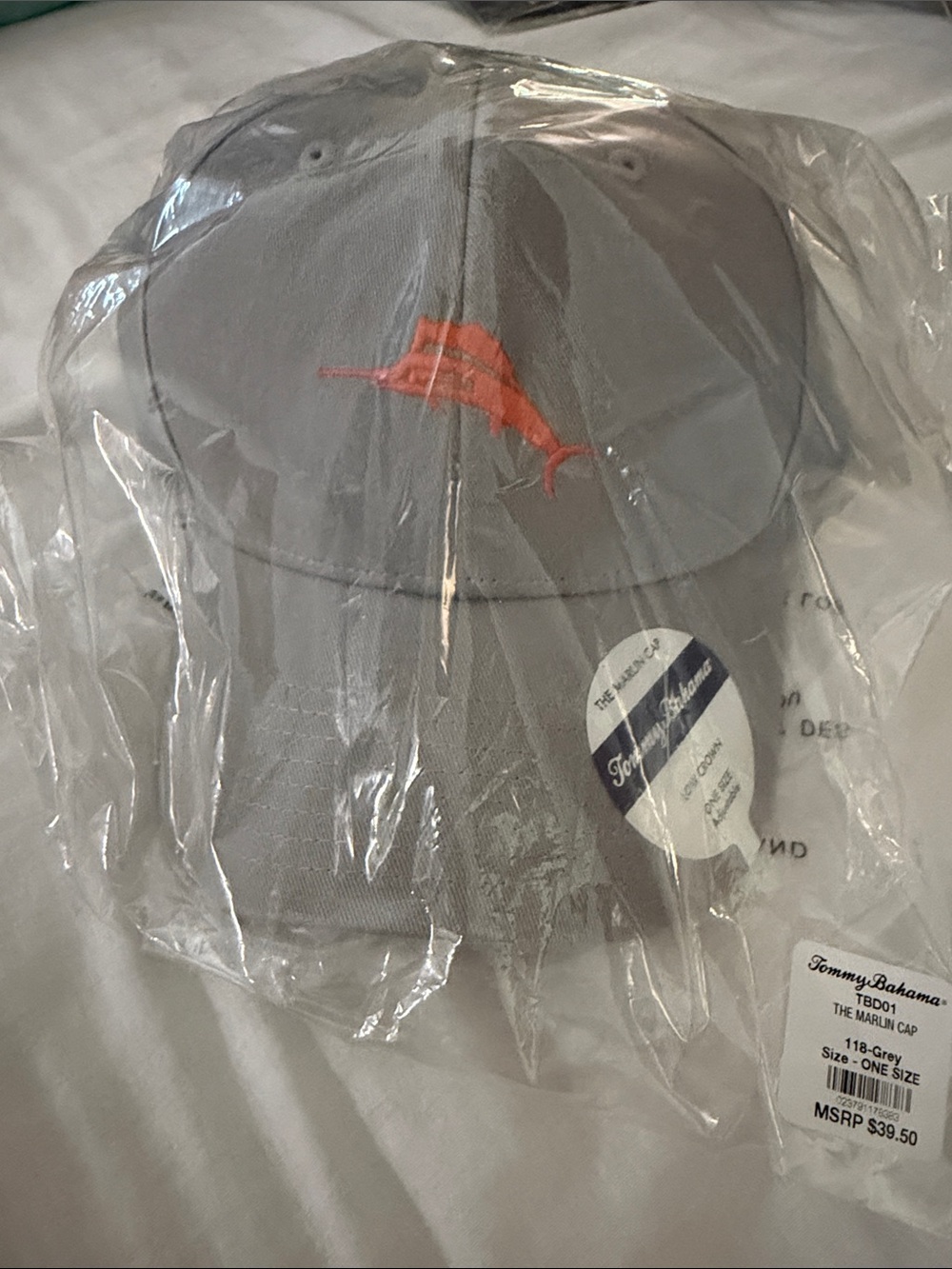 Tommy Bahama Light Gray Cap with Coral Fish Emblem